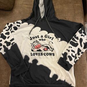 Cow Hoodie Long Sleeve Lightweight Breathable Front Pocket Cow Lover Sweatshirt